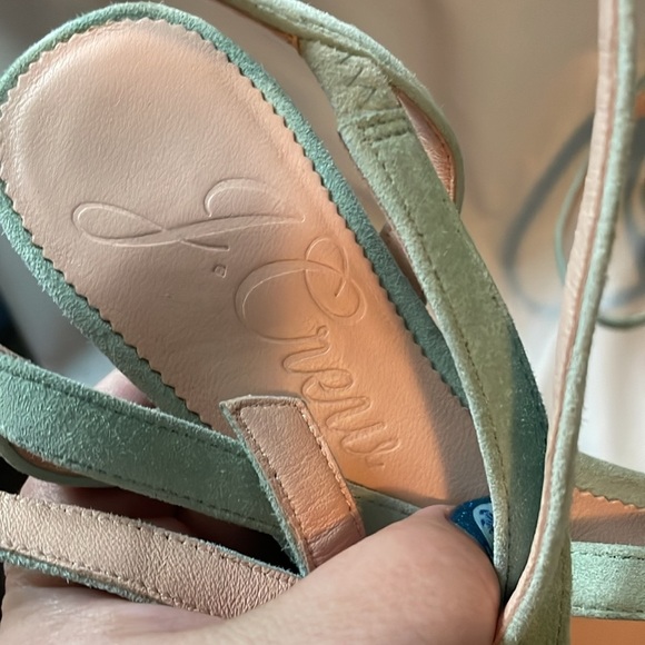 J. Crew Seafoam Green Suede Leather Strappy Heeled Sandals size 7 - Picture 5 of 16